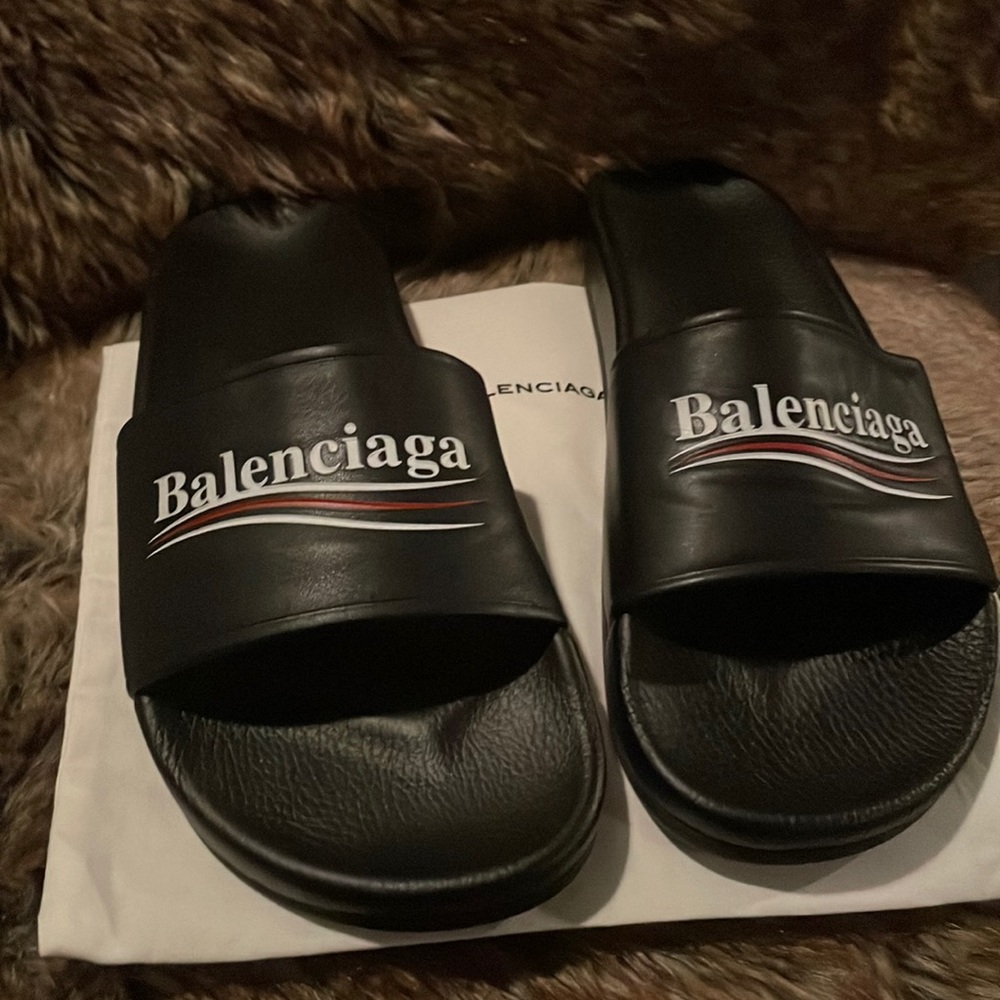 Balenciaga campaign logo black pool slides 9 / 42
